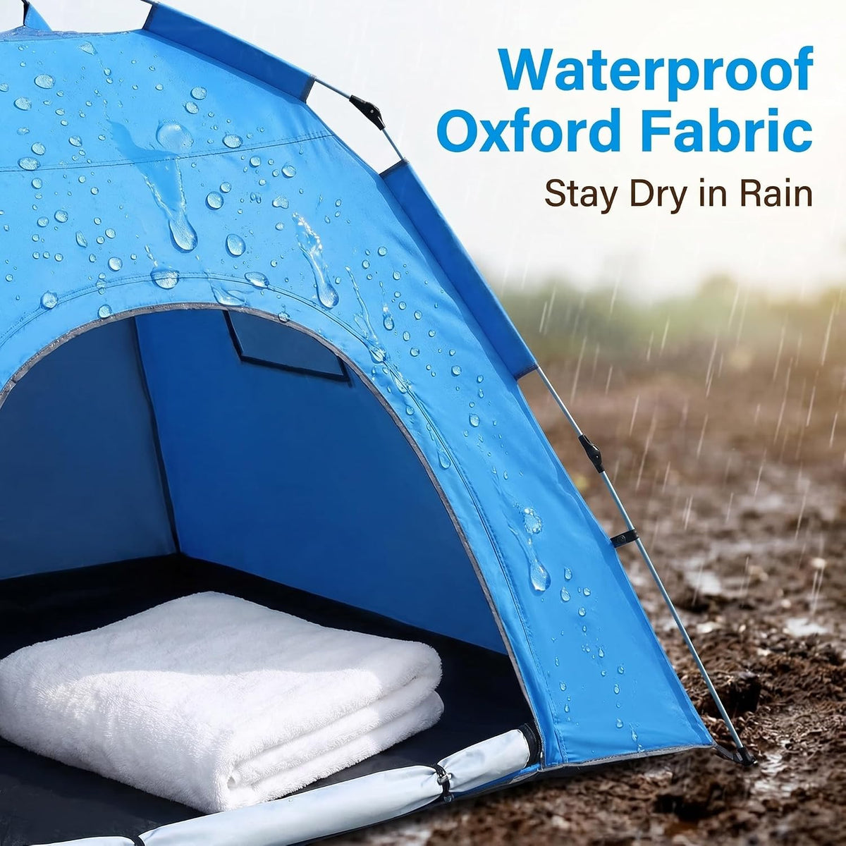 Pop-up Camping Tent, 3-4 Person Instant Cabin Tent, Waterproof Windproof Double Layer, Quick Setup with Large Mesh Windows, Portable Outdoor Tent for Family Camping and Hiking