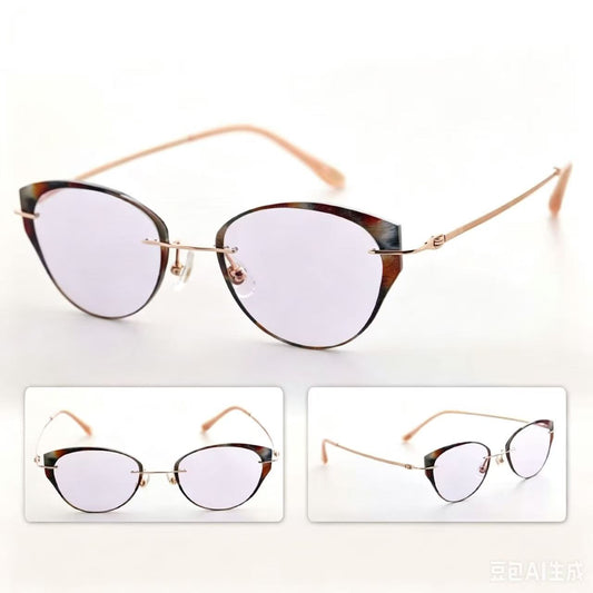 Cat Eye Plano Glasses - Tortoise & Rose Gold Frame