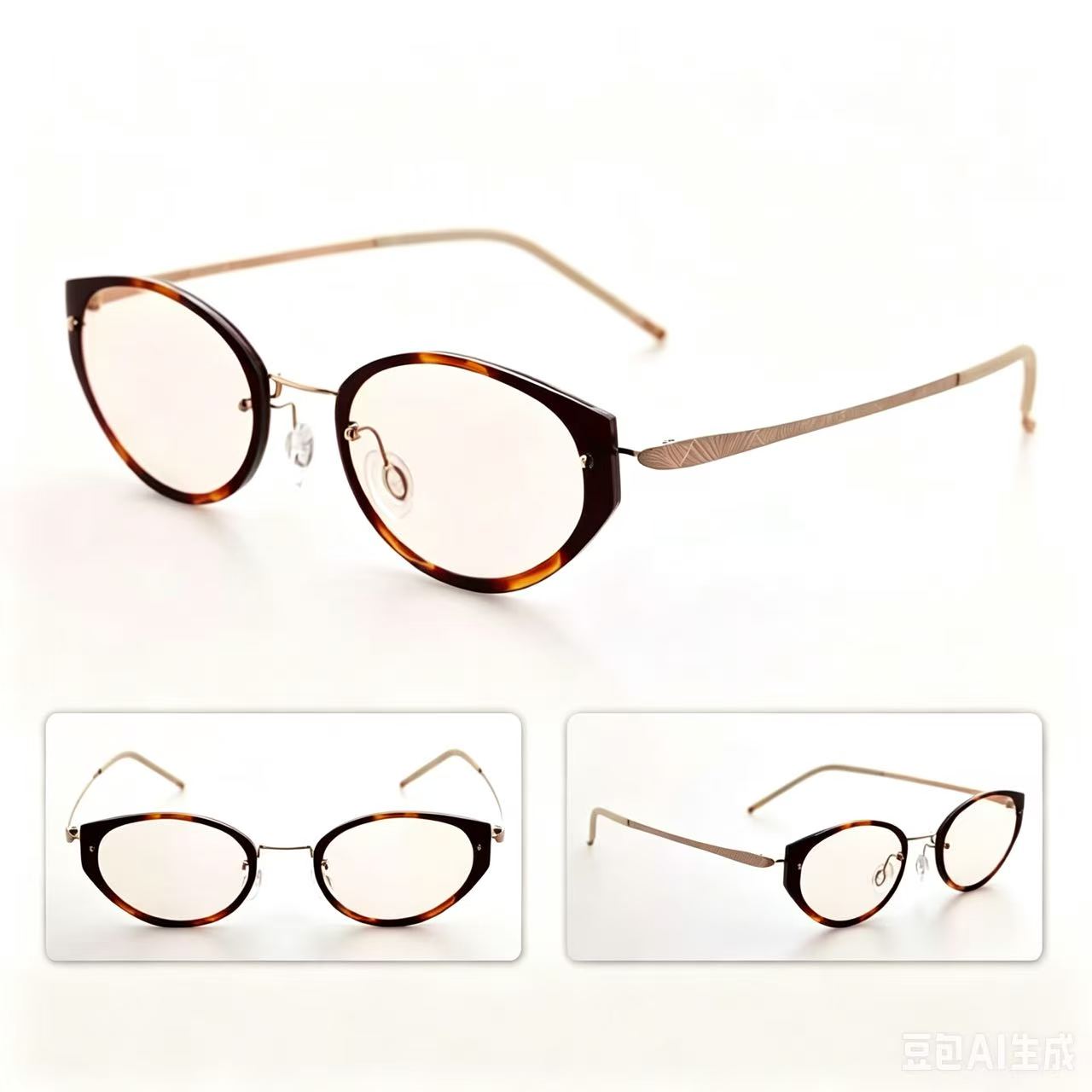 Elegant Cat Eye Non-Prescription Glasses, Anti-Blue Light, Lightweight Titanium Temple