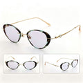 Stylish Cat Eye Non-Prescription Glasses, Lightweight Metal Temple with Four-Leaf Clover Detail, Anti-Blue Light Clear Lenses